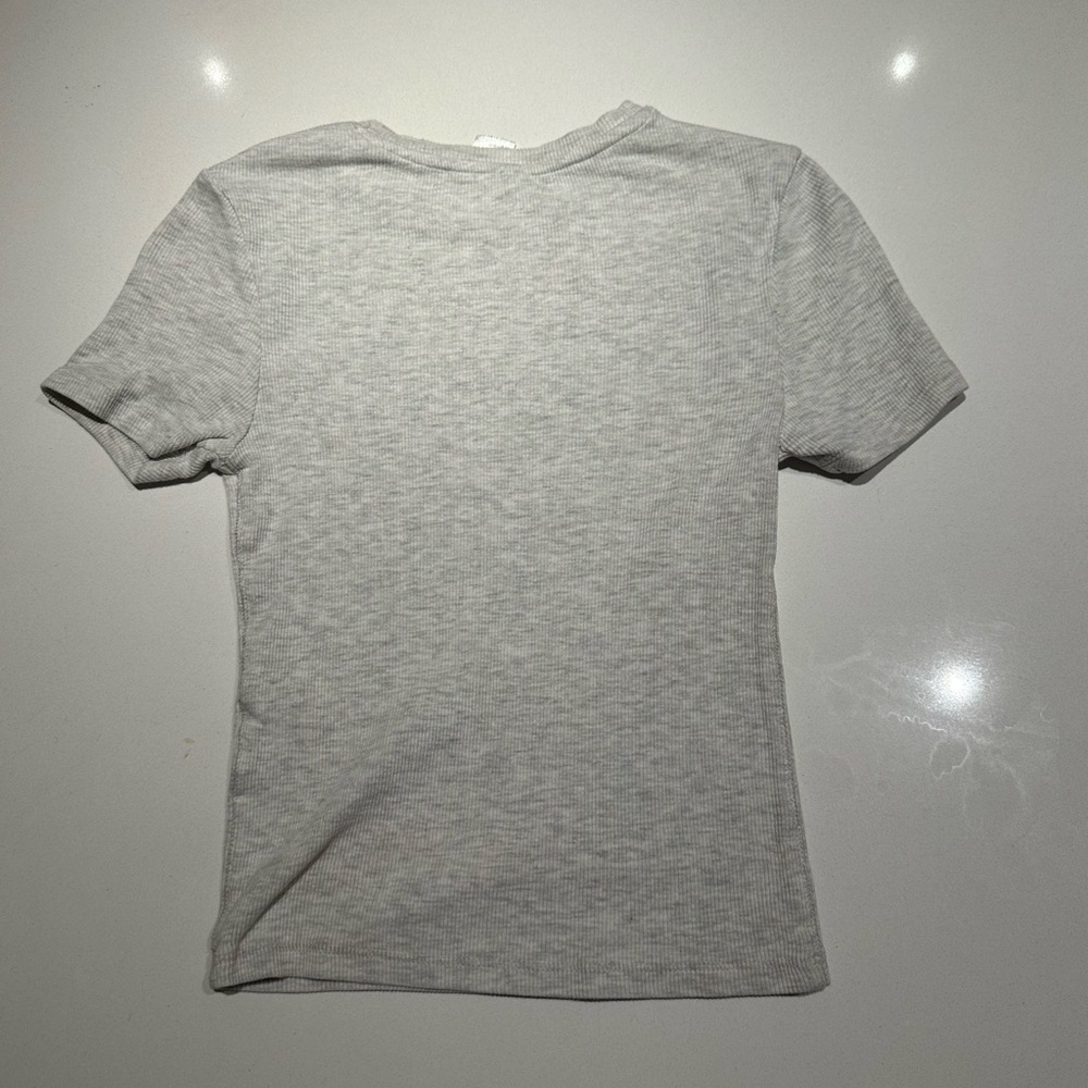 H&m cropped Light Gray Ribbed Short Sleeve Tee - Picture 4 of 5